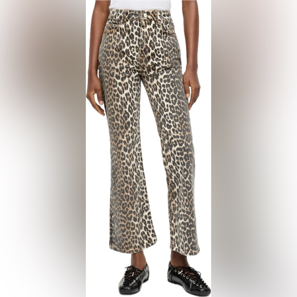 GANNI Leopard Betsy cropped Jeans. Size EU 31. New with Tags